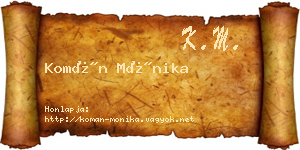 Komán Mónika névjegykártya