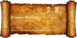 Komán Mónika névjegykártya
